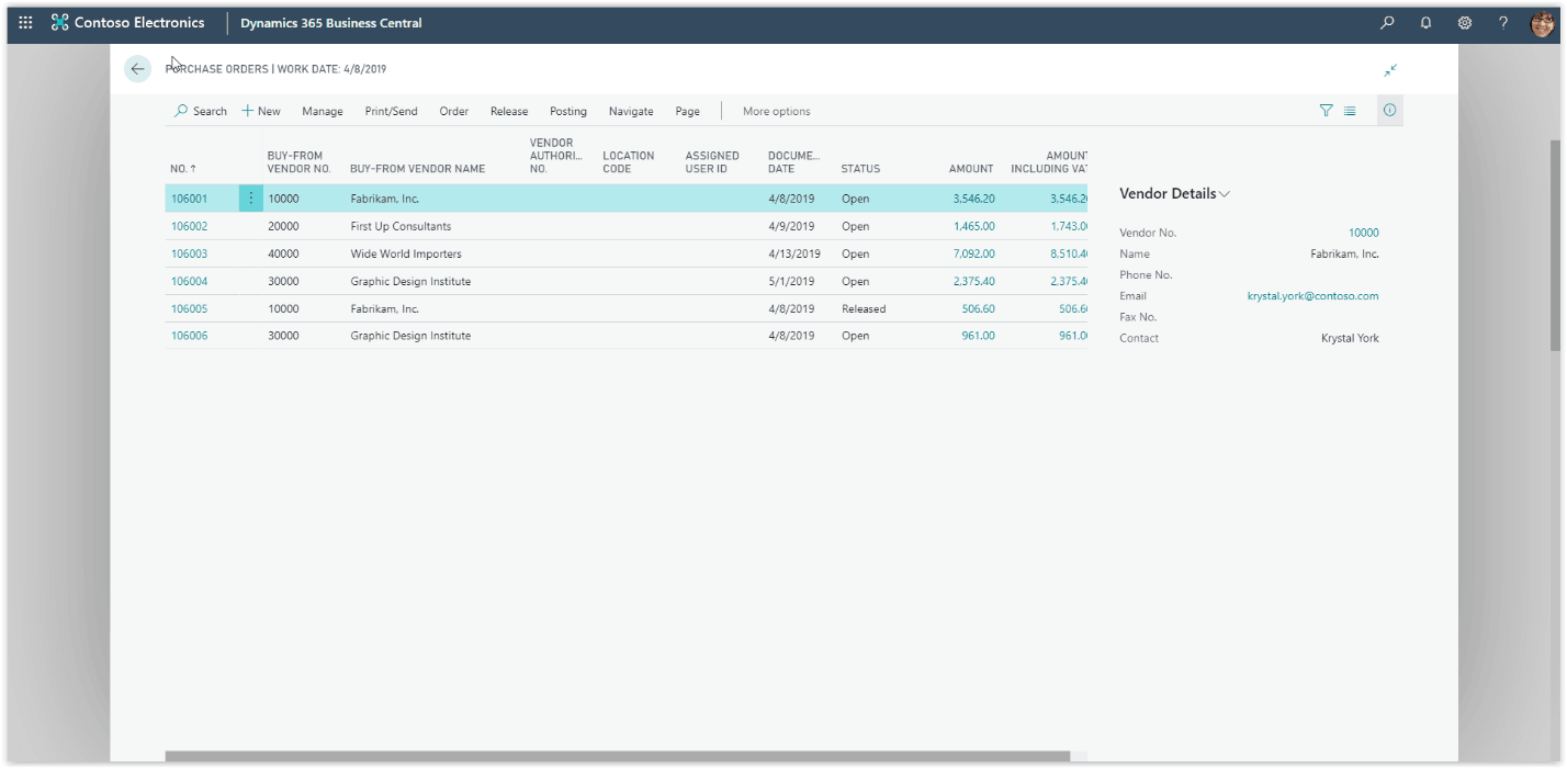 crt-po-002 using Microsoft Dynamics 365