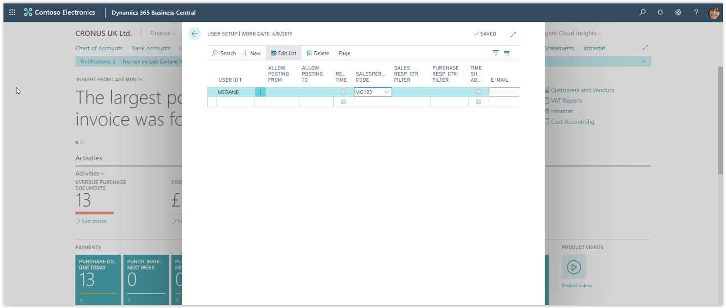 User setup page 3