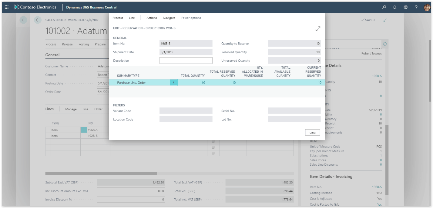 linking po and so in business central