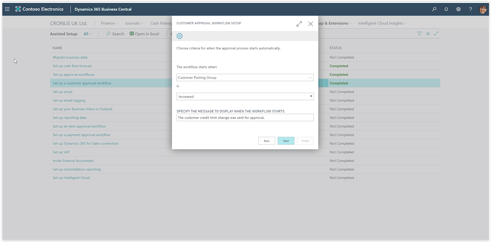 enable workflow in business central