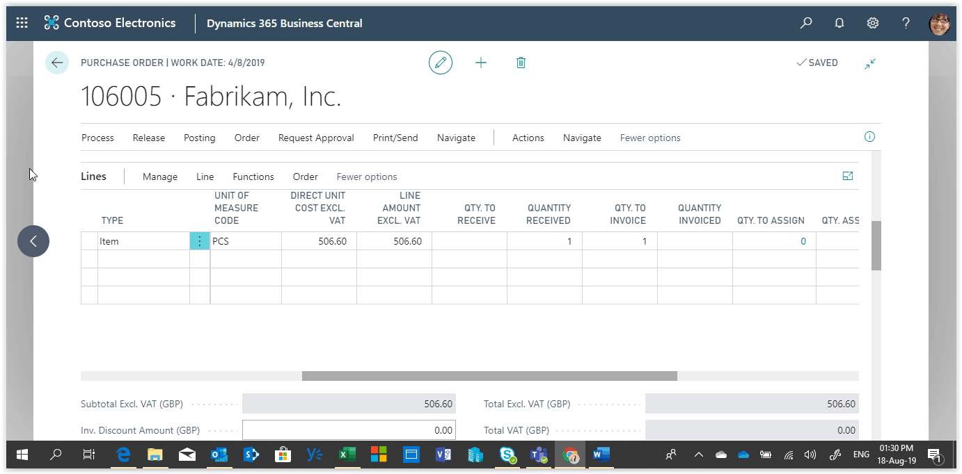 using drop shipment in business central