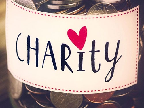 charity jar containing money